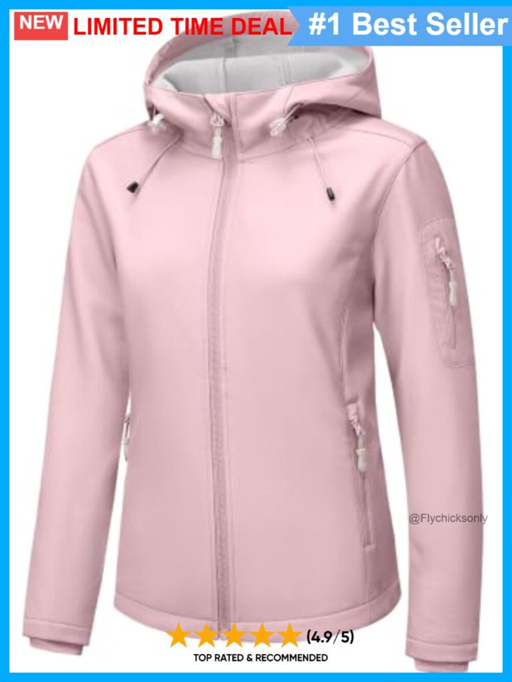 Women's Softshell Jacket Fleece Lined Water-Resistant Hooded Coat